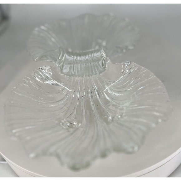 Clam Seashell Mikasa Walther Double Sided Footed Dish Crystal - Picture 5 of 7